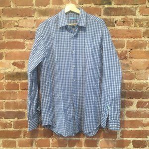 J. McLaughlin Plaid Button Down Shirt Carnegie Cotton/Linen Size Medium